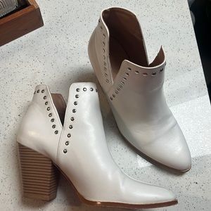 White studded booties